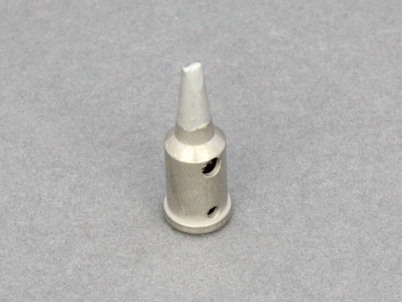 A double-flat soldering iron tip with a bluntedpoint